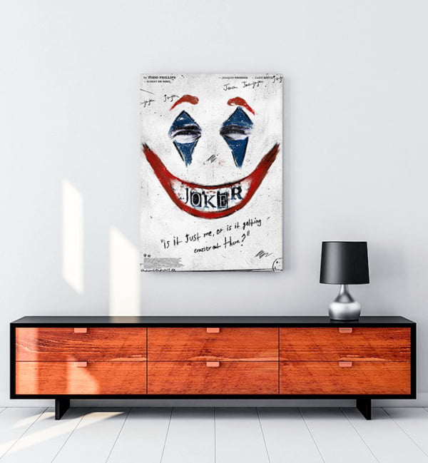 Joker 2019 Poster - White kanvas tablo