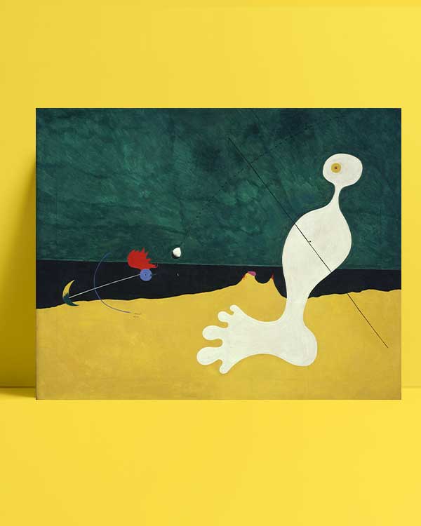 Joan Miró - Kuşa Taş Atan Kişi afişi