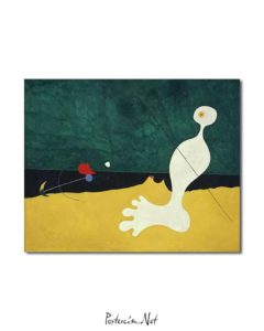 Joan Miró - Kuşa Taş Atan Kişi posteri