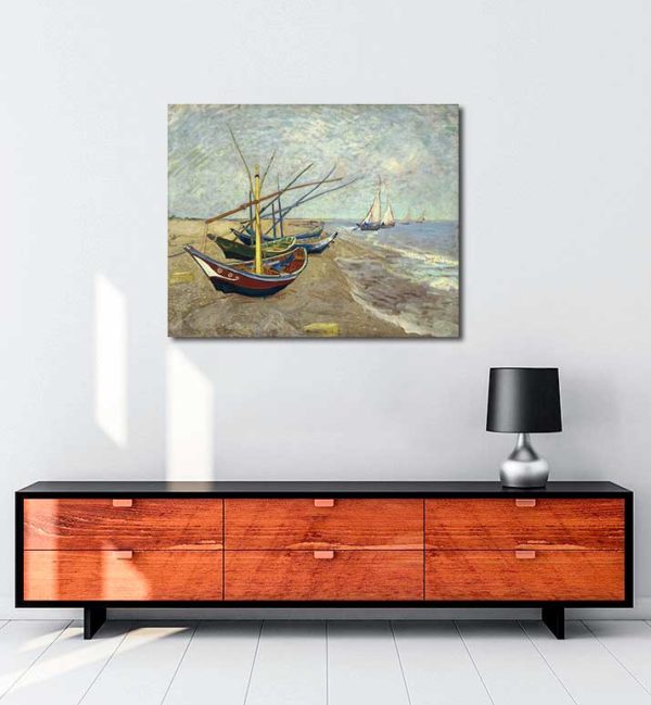 Vincent van Gogh - Saintes-Maries Sahilinde Balıkçı Tekneleri kanvas tablo