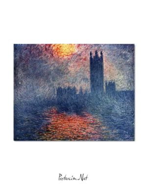 Claude Monet - Parlamento Binası Günbatımı posteri