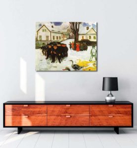 Edvard Munch - Kasaba Caddesi kanvas tablo