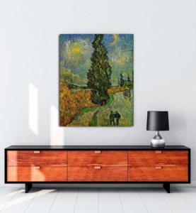 Vincent van Gogh - Yıldızların Altında Servili Yol kanvas tablo