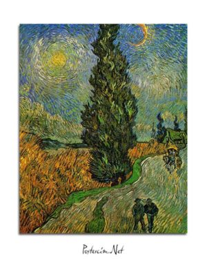 Vincent van Gogh - Yıldızların Altında Servili Yol posteri