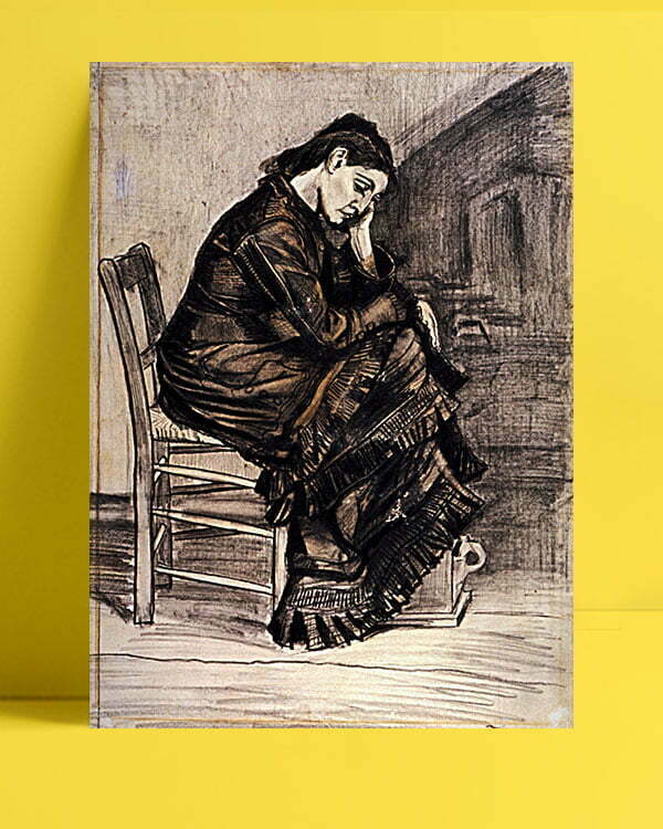 Vincent Van Gogh Femme affligée crayon, plume et pinceau, sépia et lavis afis al