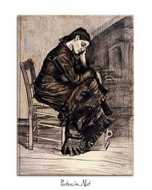 Vincent Van Gogh Femme affligée crayon, plume et pinceau, sépia et lavis afis al