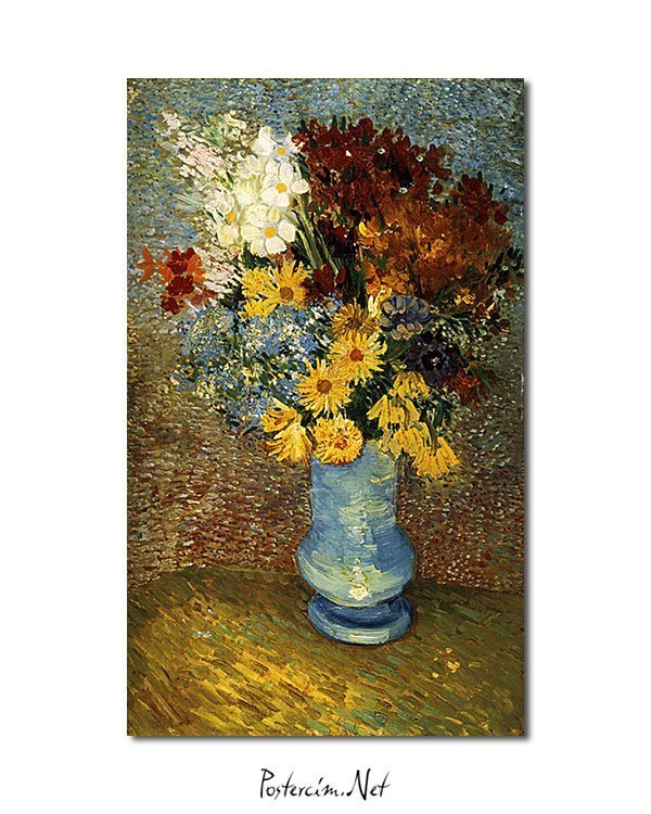 Vincent Van Gogh Fleurs dans un vase bleu poster