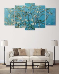 badem ağacı 5 parçalı tablo
