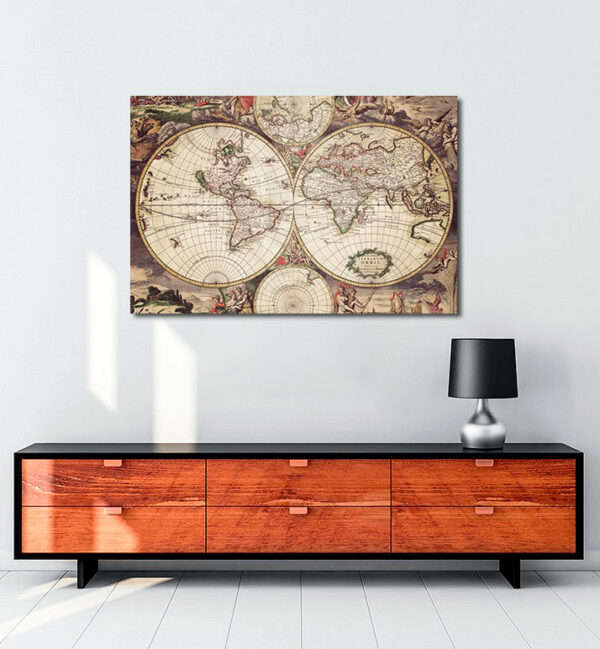 old earth map kanvas tablo